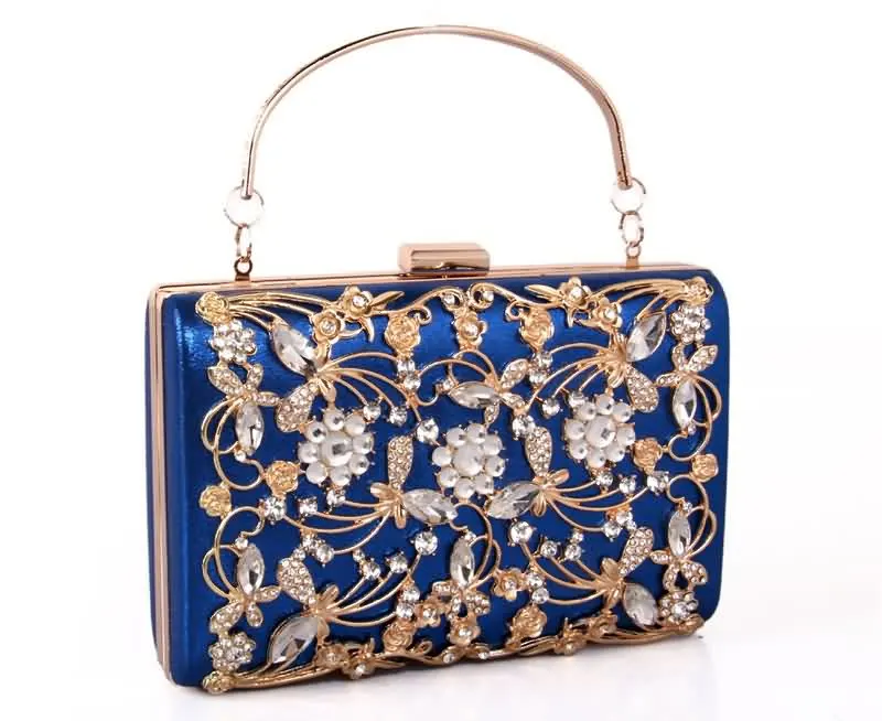 YNSSK Evening Clutches for Weddings Blue Front View