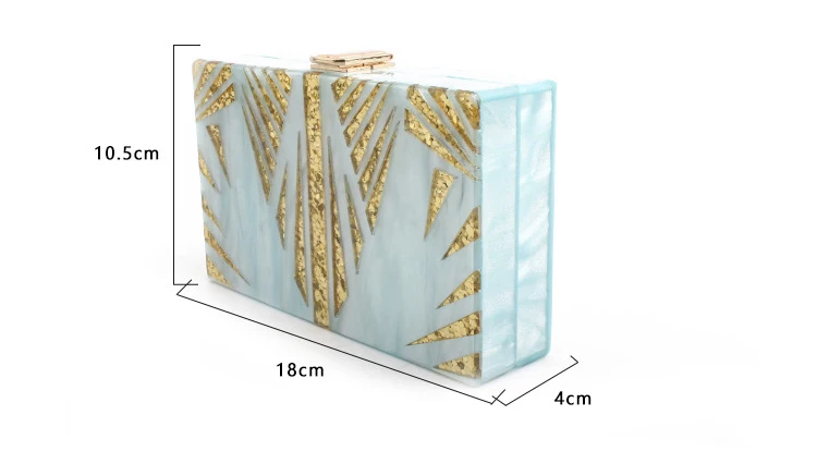 YNSSK Light Blue Acrylic Box Glitter Clutch Purse Size