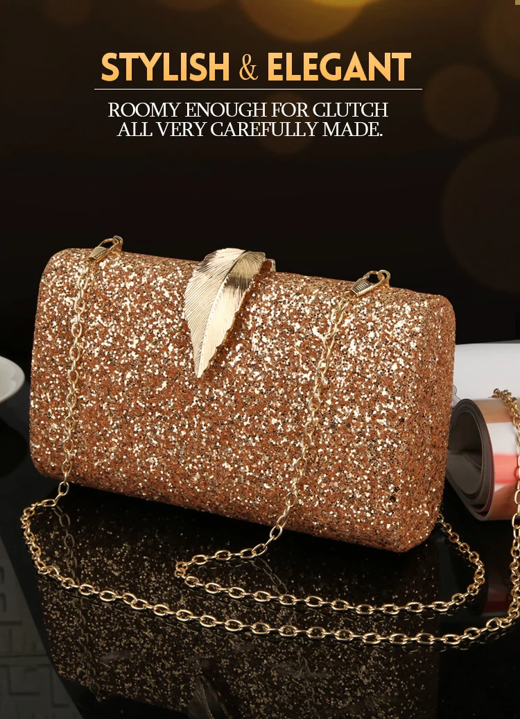 YNSSK Gold Sequin Clutch Bag Scene Display