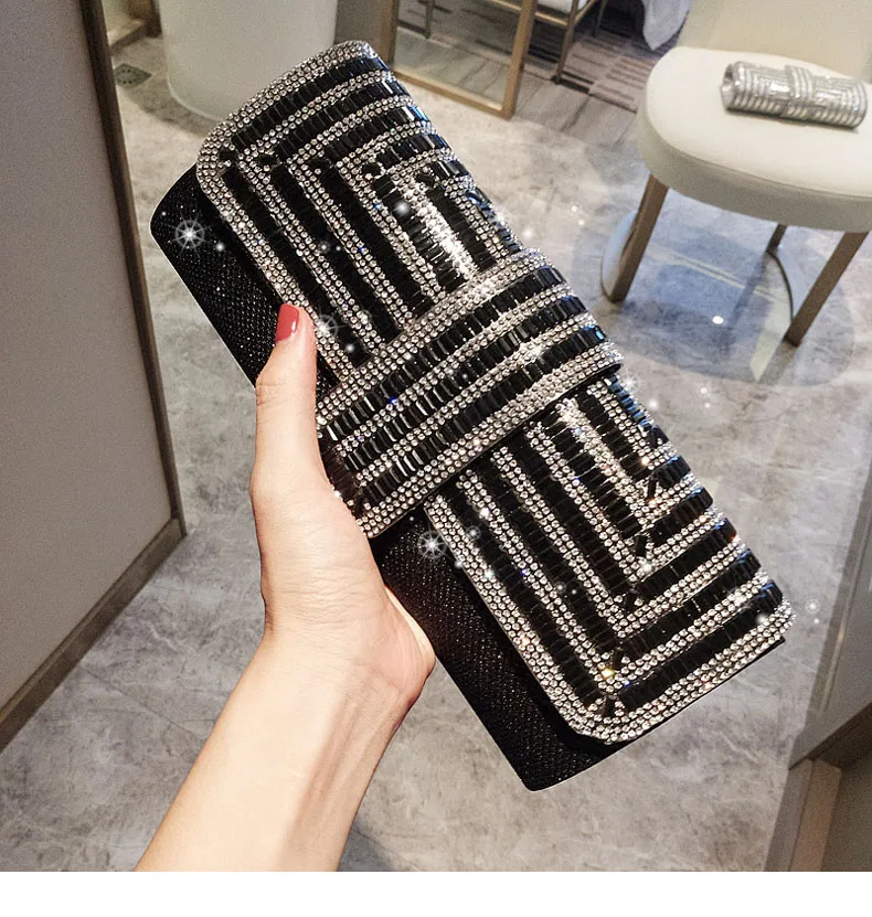 YNSSK Black Square Evening Bag Front View