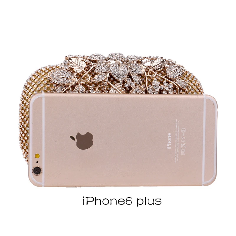 YNSSK Hard Case Gold Metallic Clutch Purse Size Compare with iPhone
