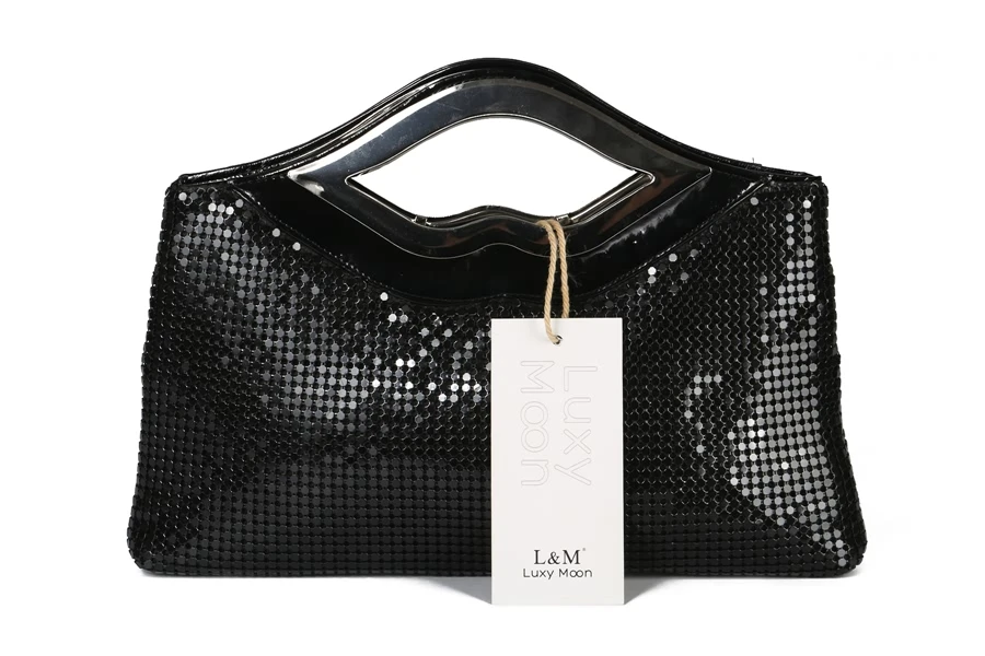 YNSSK Black Clutch Bag With Handle Front View