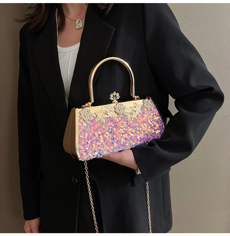 YNSSK Pink Vintage Wedding Clutch Bags Model Show