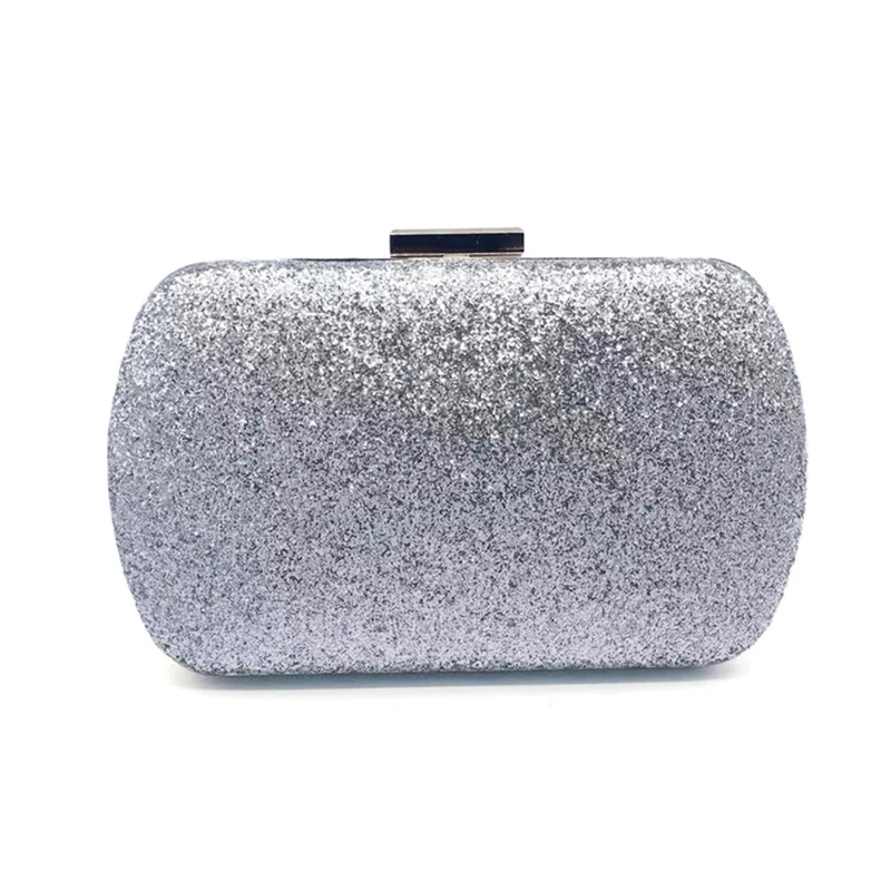 YNSSK Silver Sequin Clutch Bag Front View
