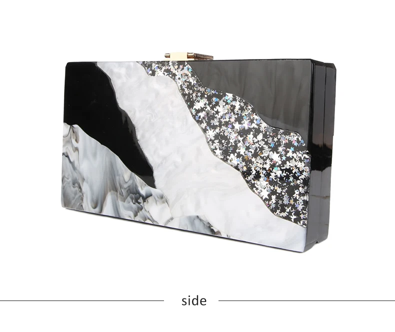 YNSSK Black And White Stripe Clutch Bags For Weddings Side View