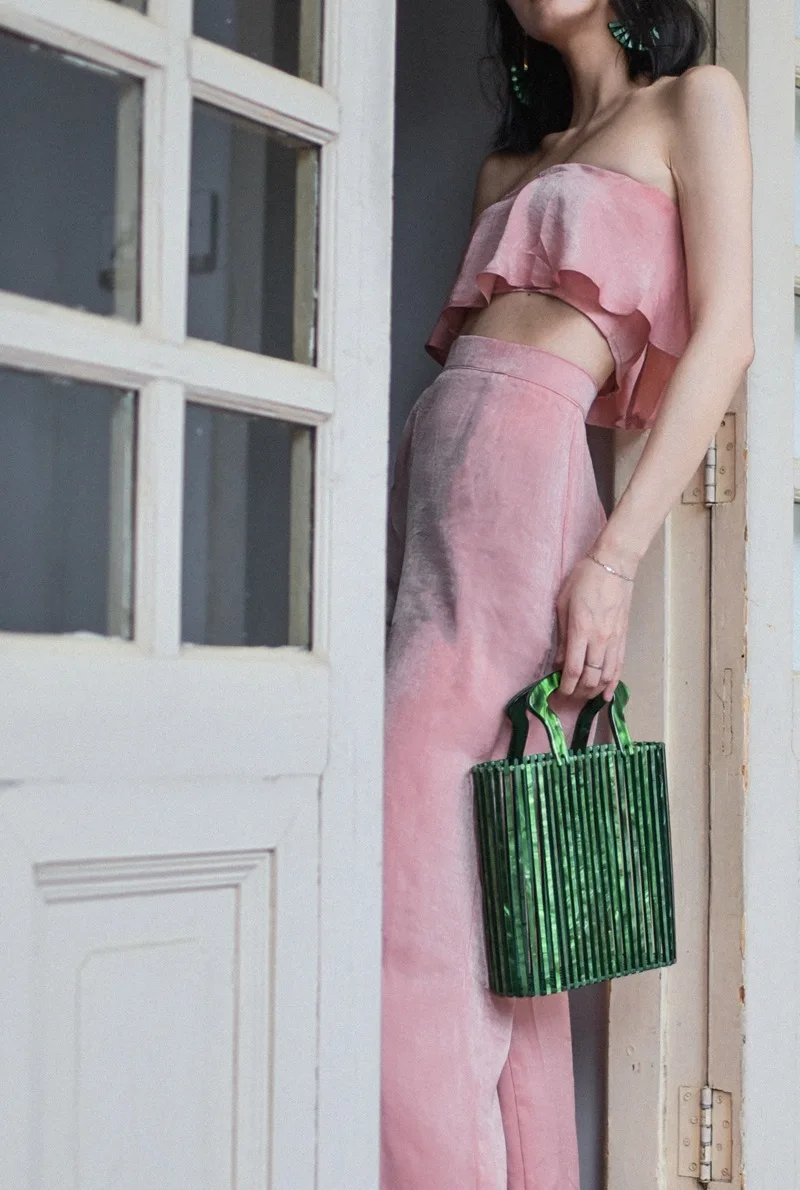 YNSSK Hollow Out Green Acrylic Clutch Model Display