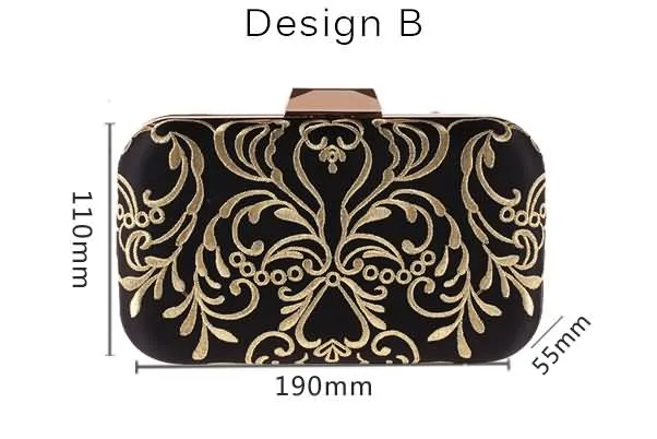 YNSSK Black Embroidered Clutch Bag Size