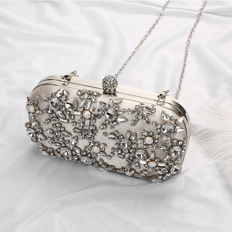 YNSSK Apricot Satin Clutches Evening Bags Top View