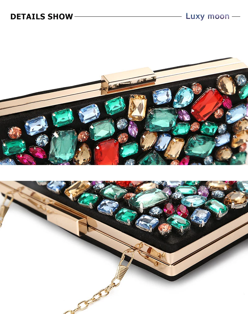 YNSSK Rainbow Crystal Clutch Bag Top Detail