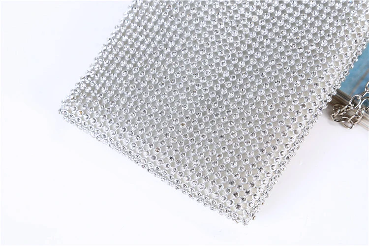 YNSSK Silver Bling Rhinestone Phone Purse Detail View