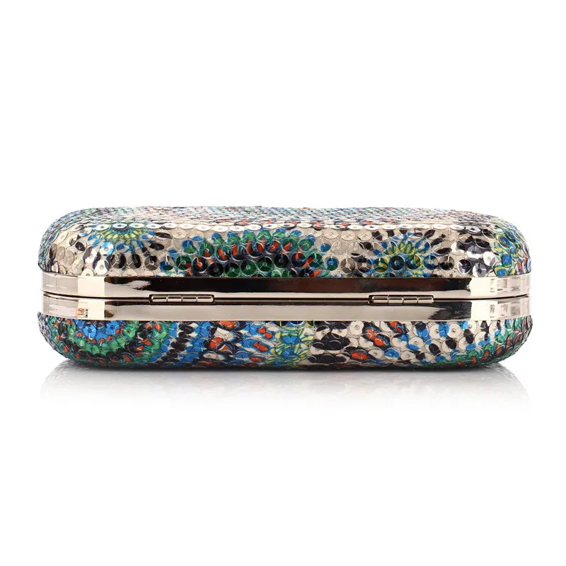YNSSK Blue Rainbow Sequin Clutch Bag Bottom View