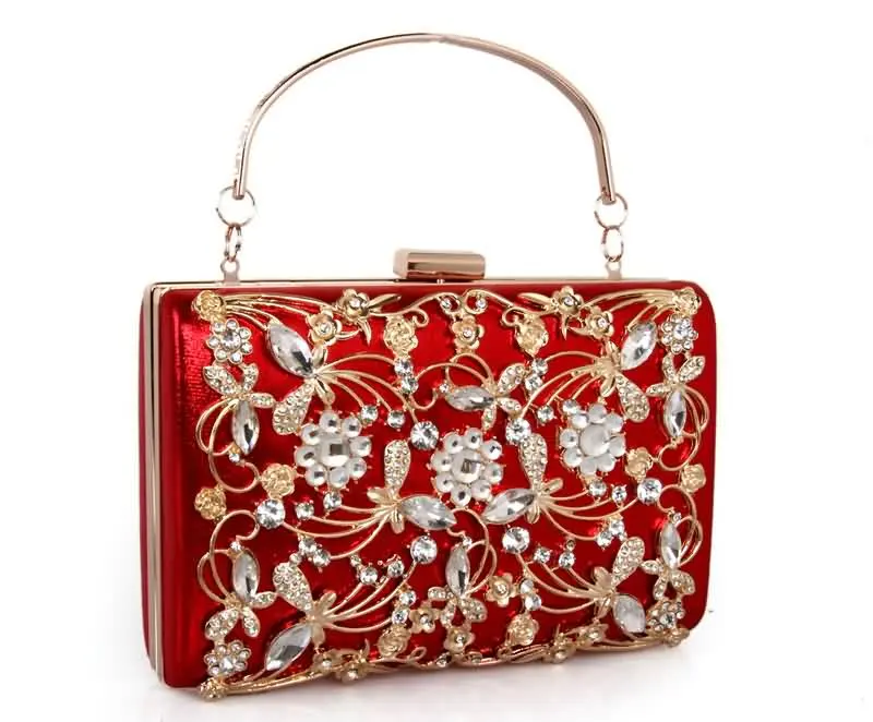 YNSSK Evening Clutches for Weddings Red Front View