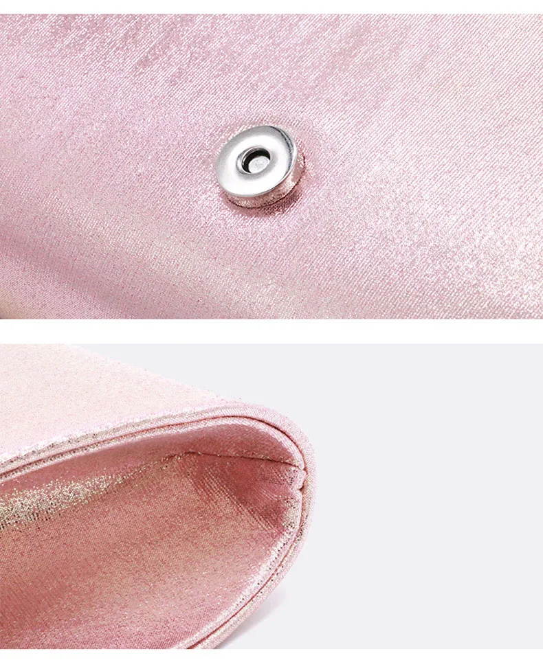 YNSSK Pink Leather Envelope Clutch Purse Detail View