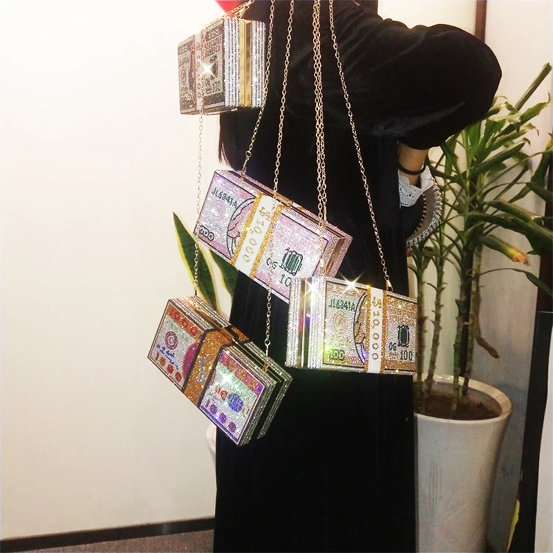 YNSSK Sparkly Crystal Money Clutch Bag Scene Display