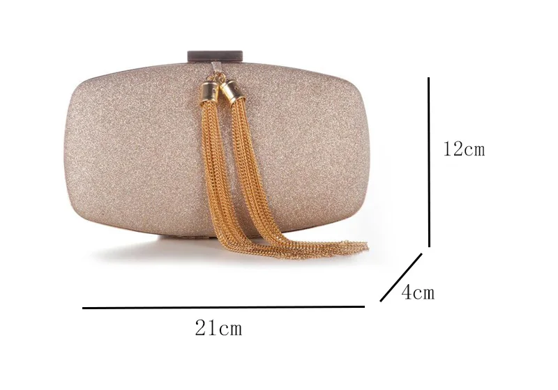 YNSSK Champagne Glitter Clutch Bag Size