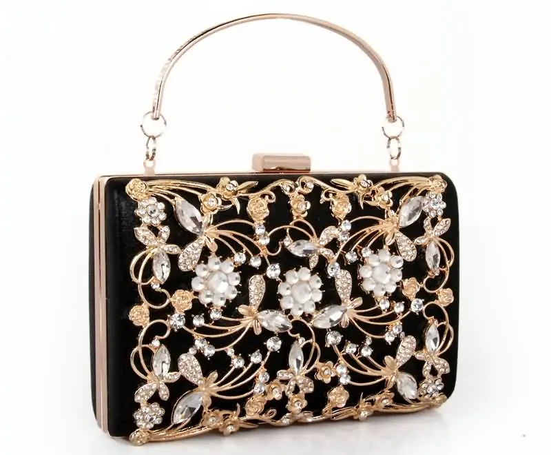 YNSSK Evening Clutches for Weddings Black Front View