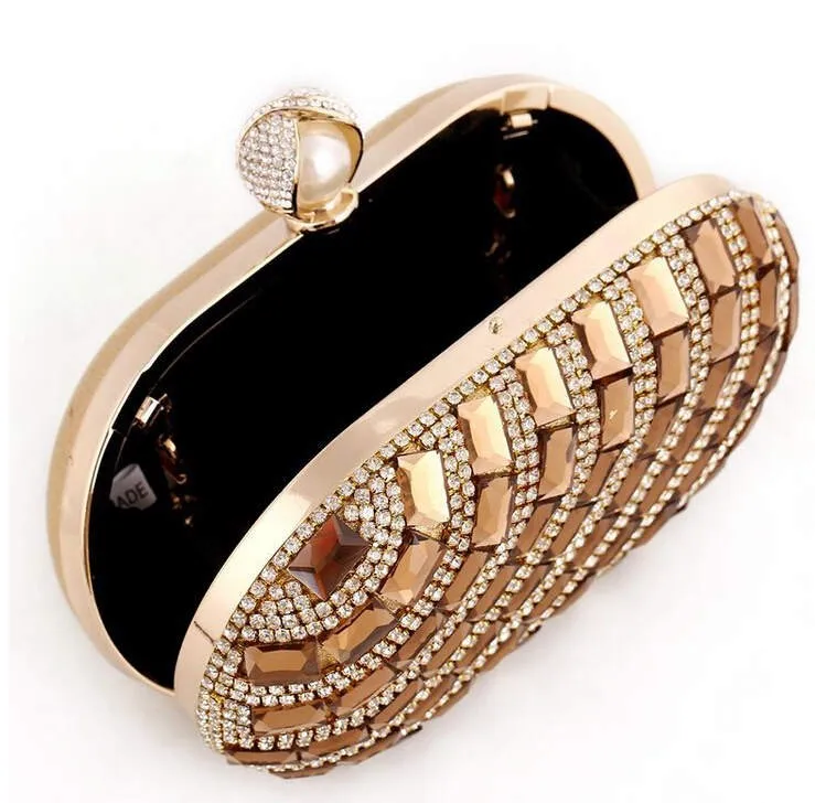 YNSSK Small Champagne Crystal Evening Handbag Inside View