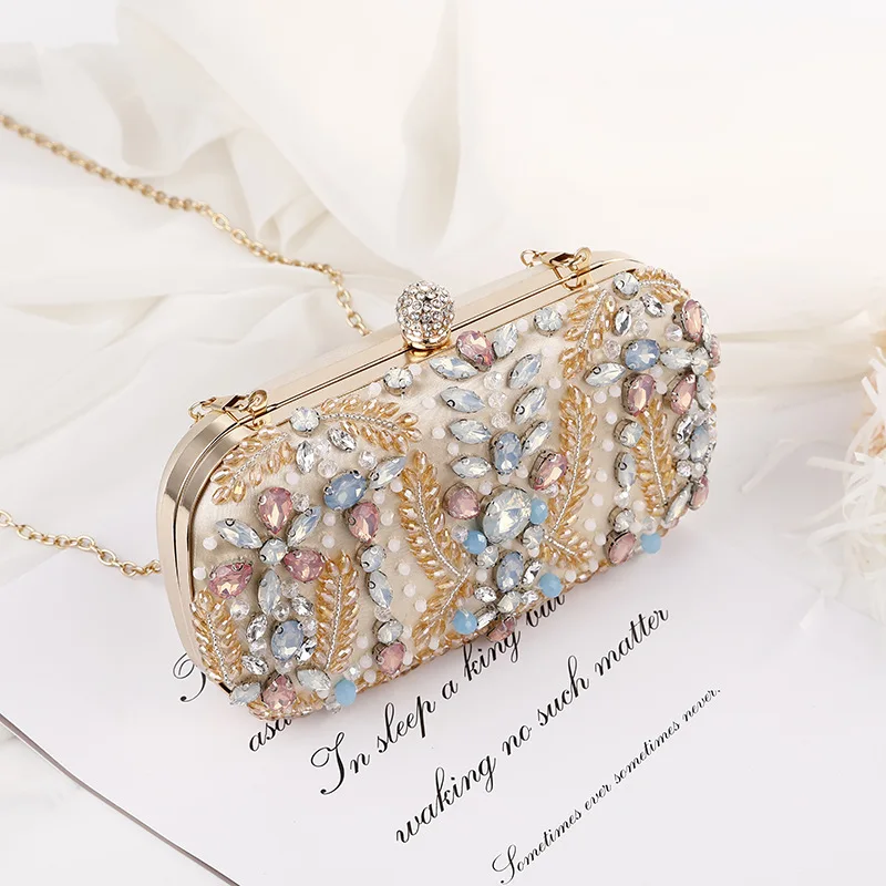 YNSSK Champagne Gold Clutch Purse Side View