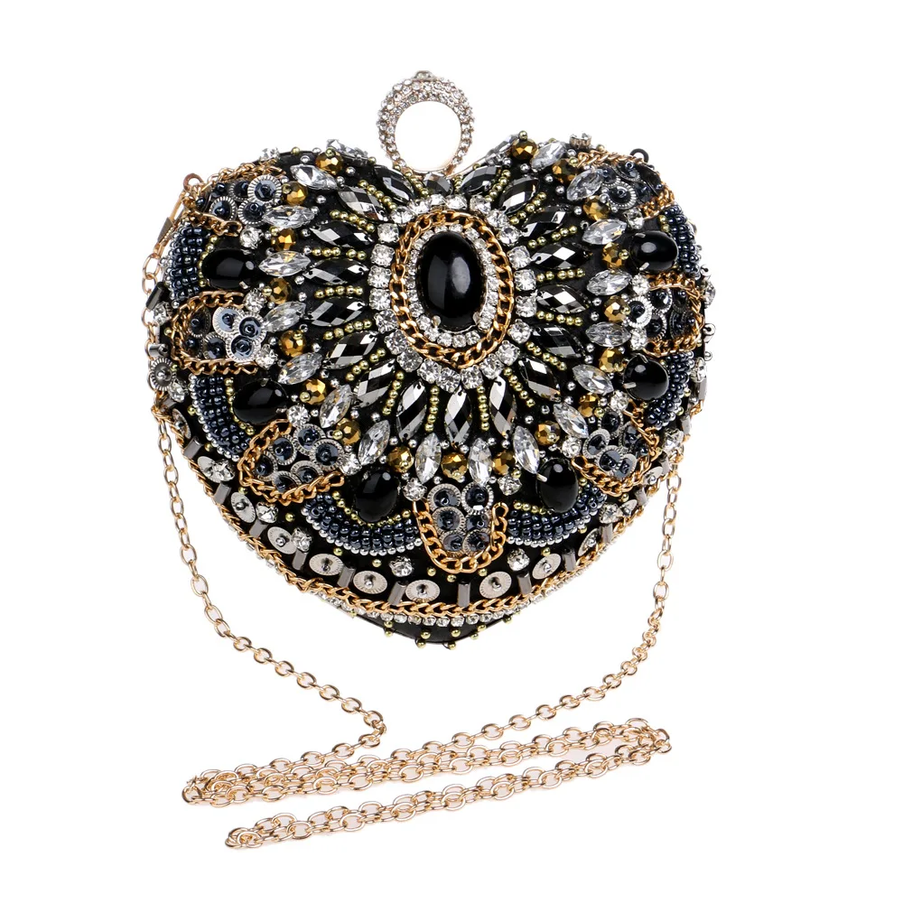 YNSSK Black Clutch Bag with Gold Chain Front View