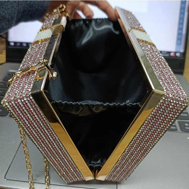 YNSSK Sparkly Crystal Money Clutch Bag Inside View