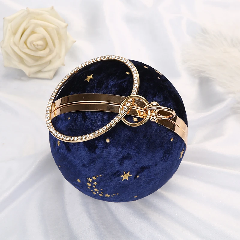 YNSSK Round Navy Star Evening Bag Top View
