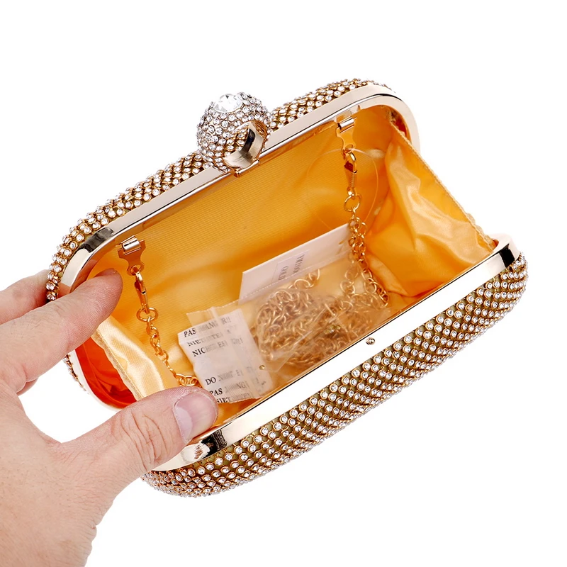 Inside view of the YNSSK Rhinestone Ring Evening Bag