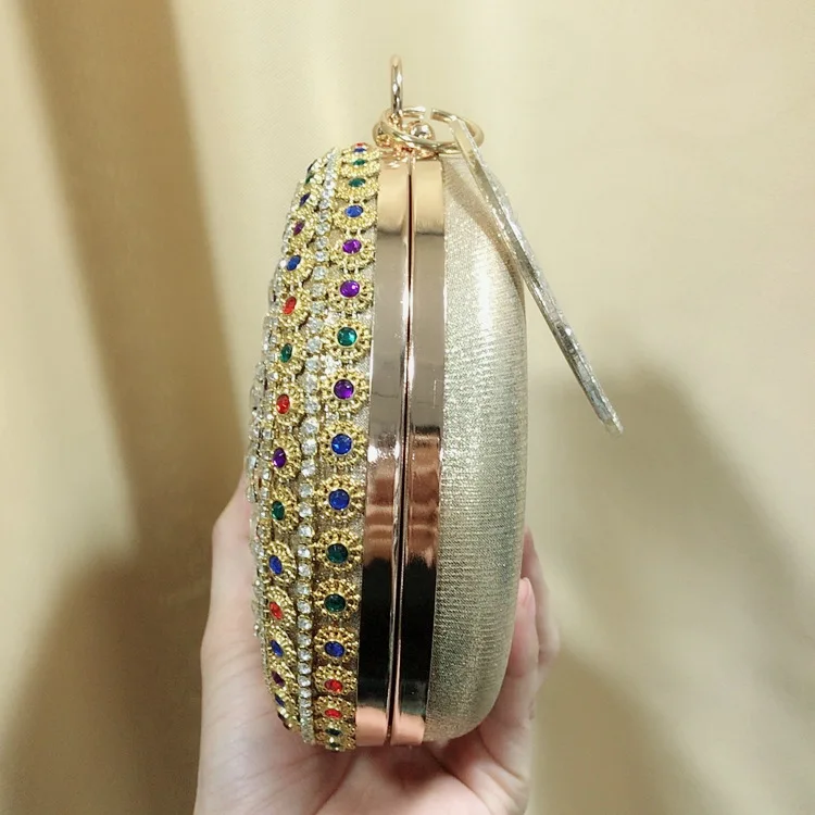 Side View of the YNSSK Round Rhinestone Evening Bag