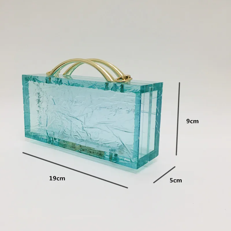YNSSK Blue Clear Acrylic Clutch Purse Size