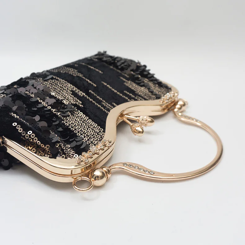 YNSSK Black Vintage Ladies Evening Bags Top View