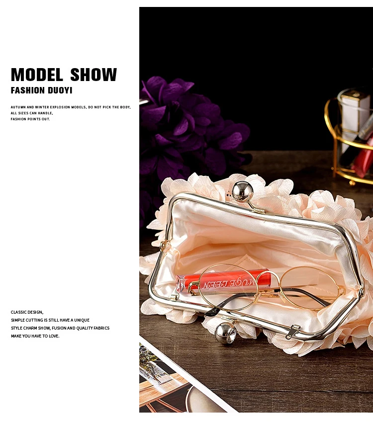 YNSSK Apricot Floral Clutch Bag Inside View