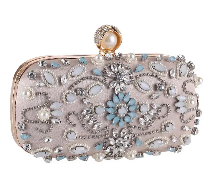 YNSSK Champagne Rhinestone Glitter Clutch Side View