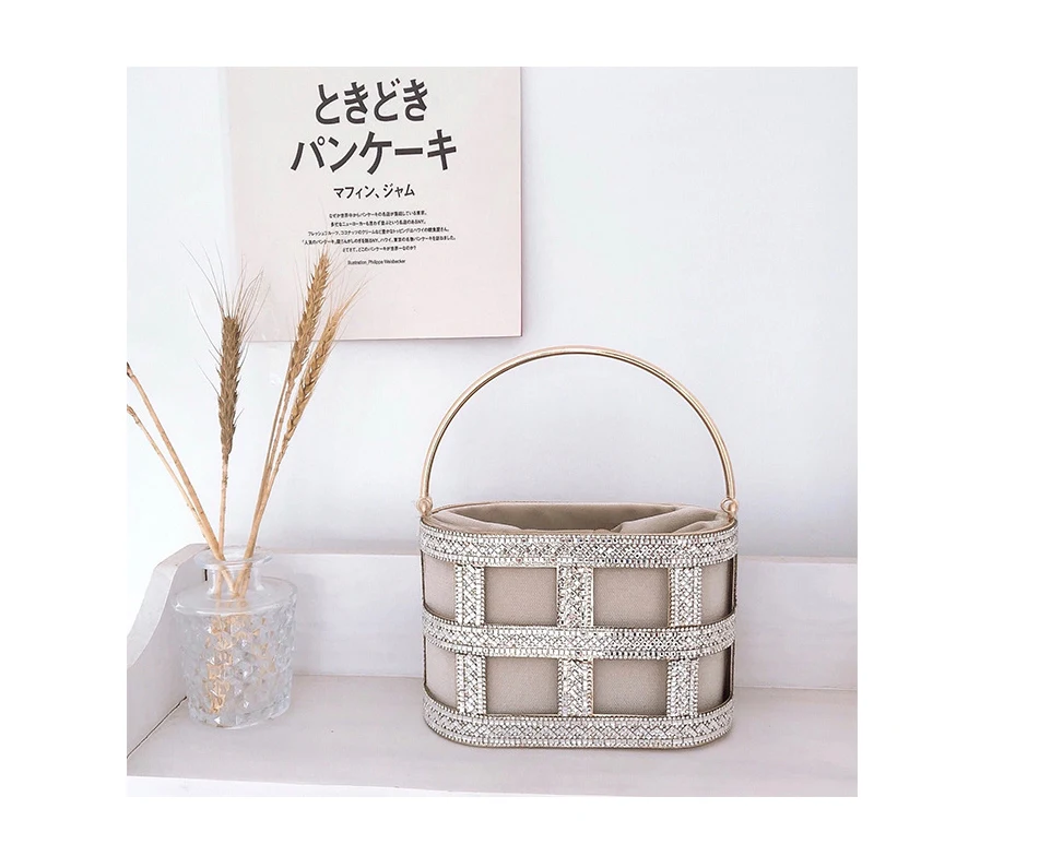 YNSSK Sparkling Case Drawstring Velvet Basket Clutch Bag Front View