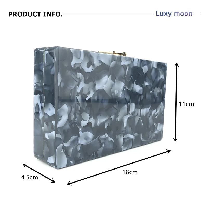 YNSSK Black Bride Acrylic Box Clutch Size