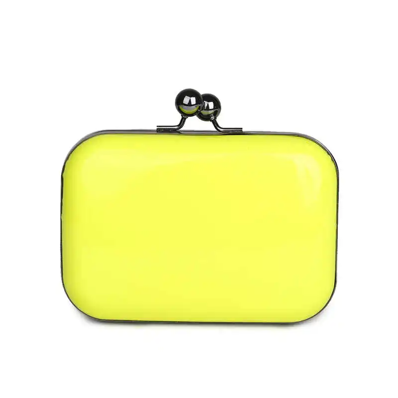 YNSSK Yellow Pure Leather Clutch Front View