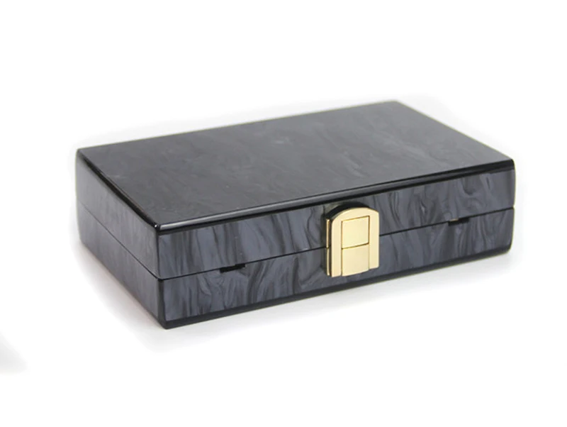 YNSSK Marble Bride Acrylic Clutch Champagne Black Color Top View