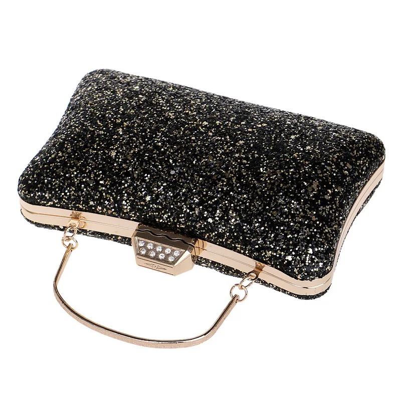 YNSSK Black And Gold Sequin Clutch Top View