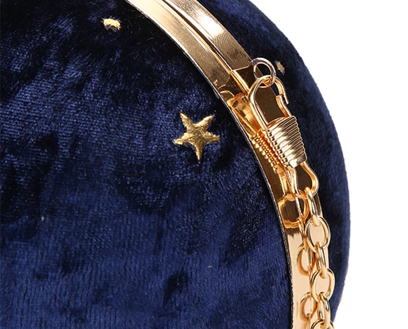 YNSSK Round Navy Star Evening Bag Chain Lock View