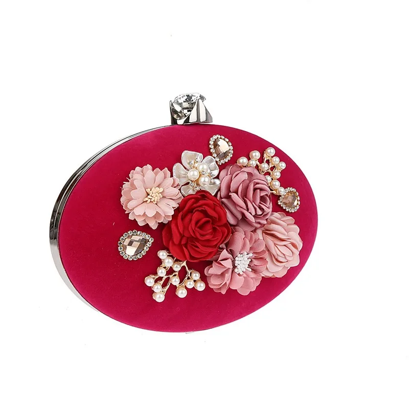 YNSSK Rose Red Floral Clutch Bag Front View