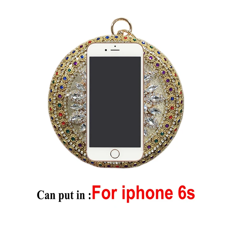 YNSSK Round Rhinestone Evening Bag can hold iPhone 6s