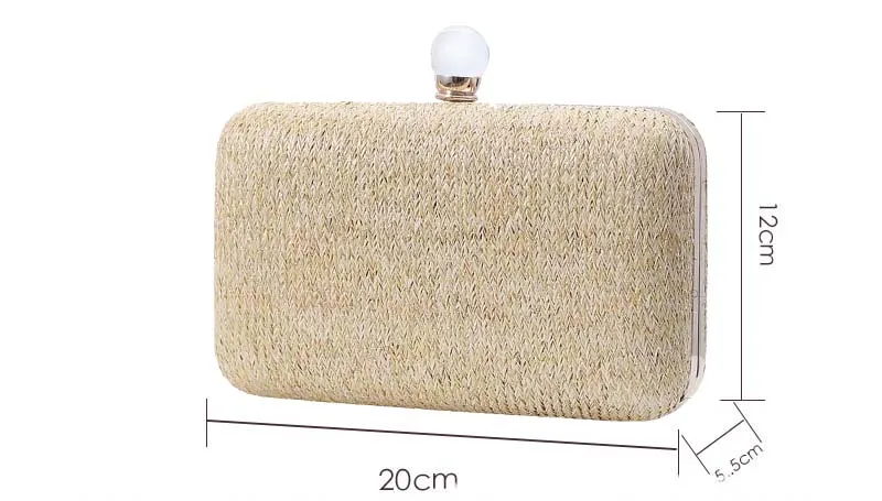 YNSSK Yellow Woven Straw Clutch Bag Size