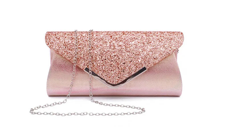 YNSSK Pink Leather Envelope Clutch Purse Front View