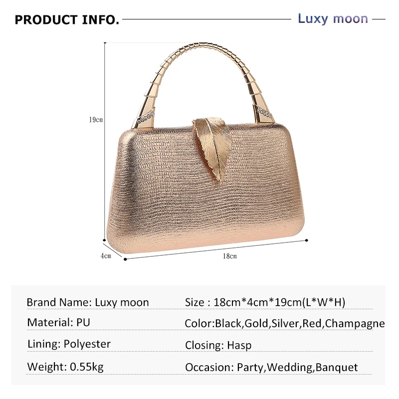 YNSSK Champagne Leather Hand Clutch Size