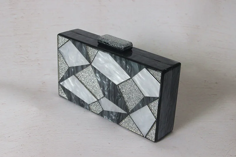 YNSSK Silver Grey Clutch Evening Bag Side View
