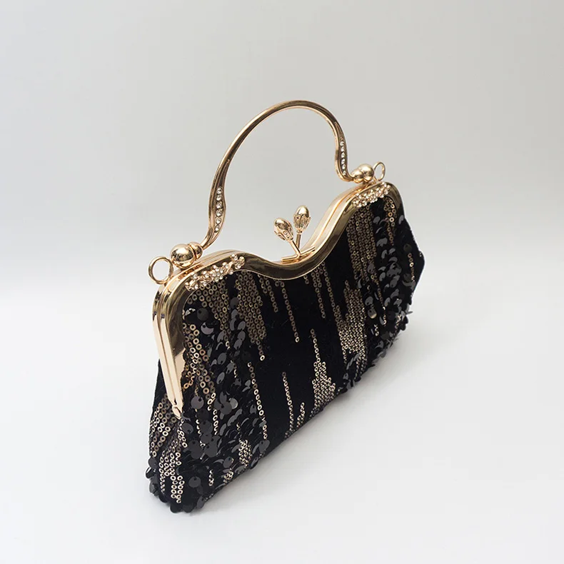 YNSSK Black Vintage Ladies Evening Bags Side View