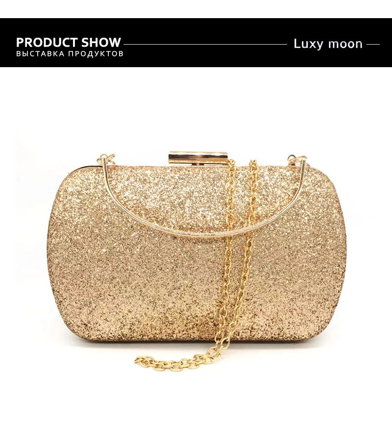 YNSSK Gold Sequin Clutch Bag Front View