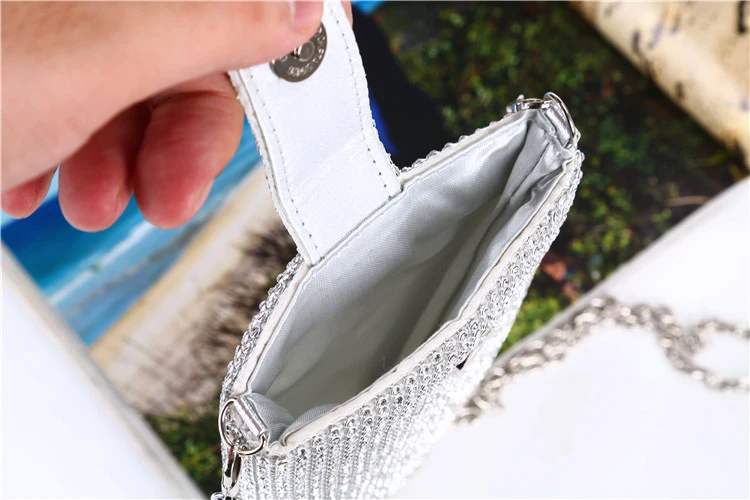 YNSSK Silver Bling Rhinestone Phone Purse Inside View