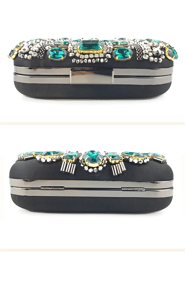 YNSSK Green Crystal Clutch Evening Bag Snap Detail