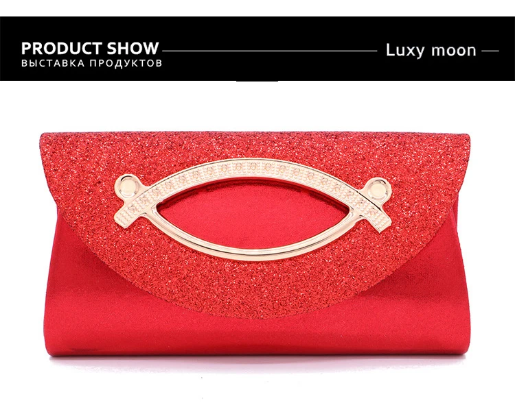 YNSSK Red Leather Envelope Clutch Purse Front View