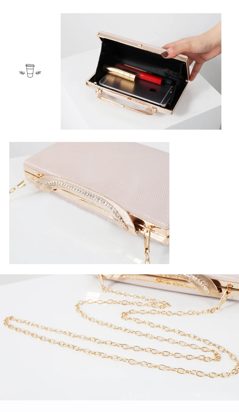 YNSSK Pink PU Leather Clutch Bag Inside View