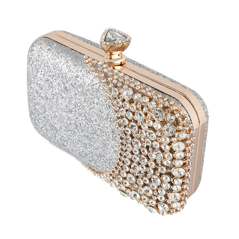 YNSSK Silver Metallic Evening Bag Top View